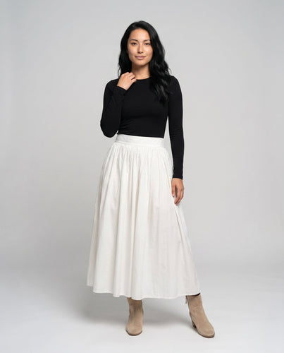 Damen, lässiger Midi-Rock mit hoher Taille und voluminösem Schnitt Drune