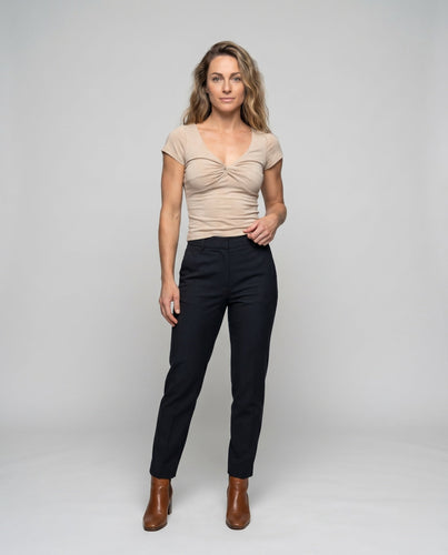 Damen nan tailliertes Top mit Drehknoten und gerafftem Brustdetail