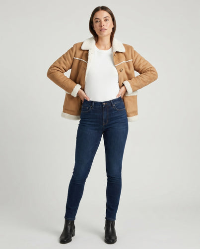 Damen Teddy Fleece Jacke mit Knopfverschluss und praktischen Taschen
