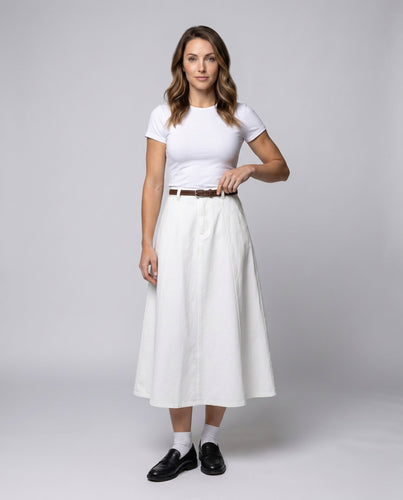Damen Eleganter knielanger Rock mit praktischem Taillengürtel