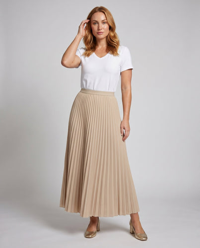 Damen Plissierter Maxi-Rock mit elastischem Bund und trendigem Design