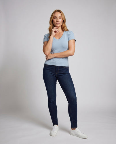 Damen V-Ausschnitt T-Shirt aus hochwertigem Baumwollmix