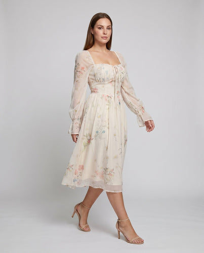 Damen Luftiges Maxikleid mit floralen Einsätzen