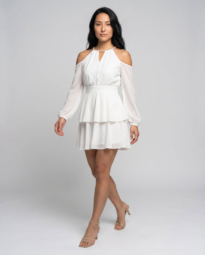 Damen Luftiges Sommerkleid mit schulterfreiem Design und Rüschendetails