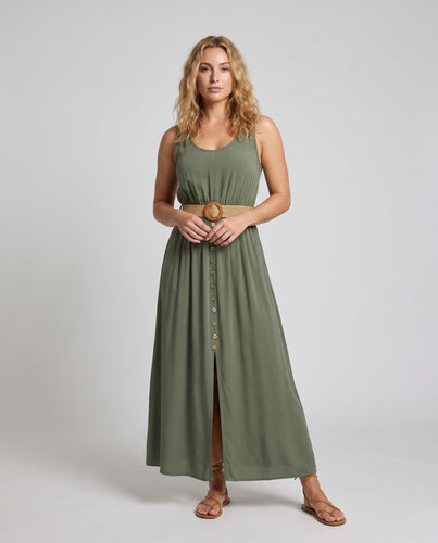 Damen Maxikleid mit Knopfleiste und elegantem Schlitz