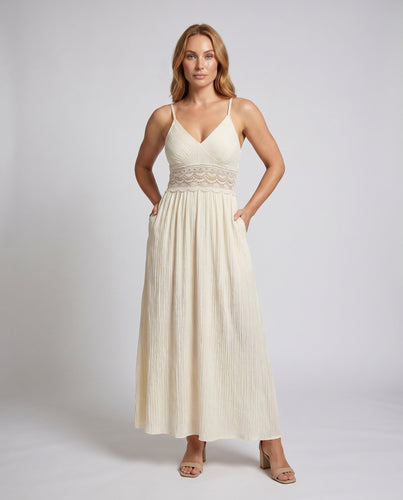 Damen Sommerliches Maxikleid mit zarten Spitzenakzenten