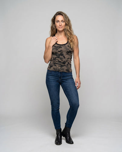 Damen Camo-Print Sportoberteil mit breiten Trägern