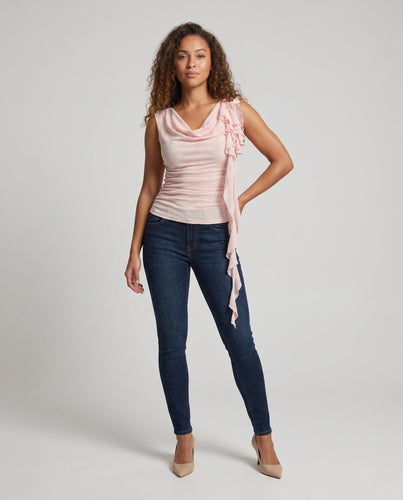 Damen Wickeloberteil mit raffiniertem Rüschendesign und elegantem Taillenband