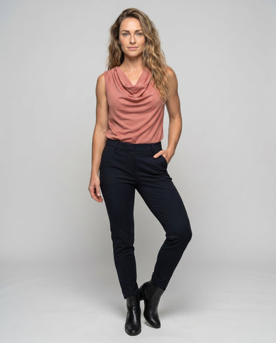 Damen ärmelloses Cowl-Neck Oberteil