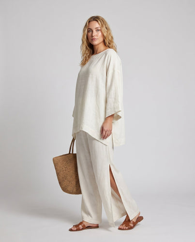 Damen Lässiges Sommer-Set aus luftigem Leinen mit weitem Schnitt und eleganter Silhouette Drune