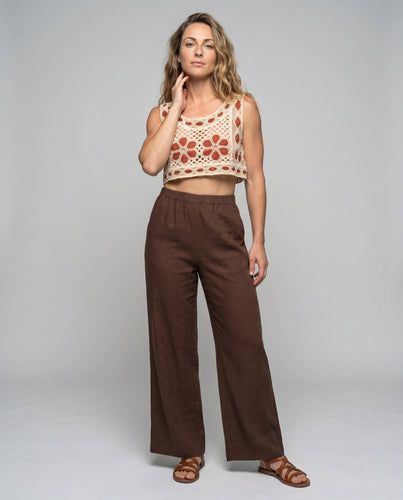 Damen Häkelcroptop mit floralen Elementen Drune