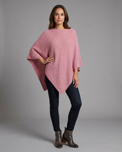 Damen Eleganter und leichter Poncho aus feinem Strickmaterial Drune