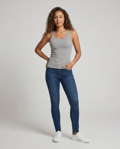 Damen nan figurbetontes Basic-Tanktop aus weichem Baumwollstretch mit breitem Träger Drune