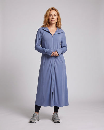 Damen Longline Hoodie-Robe mit Reißverschluss Drune