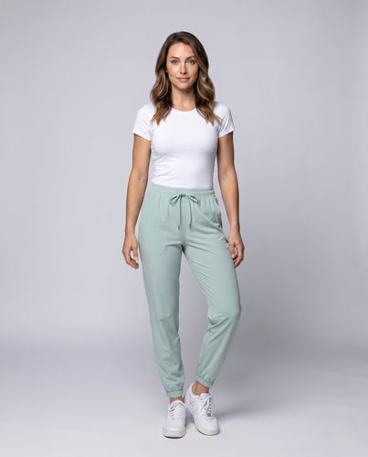 Damen bequeme Jogginghose mit elastischem Bund und Reißverschlusstaschen Drune
