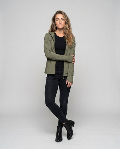 Damen leichte Funktionsjacke mit Kapuze Drune