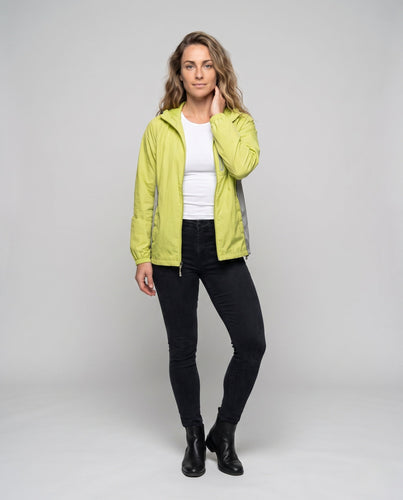 Damen leichte Wetterjacke mit verstaubarem Kapuzenkragen Drune