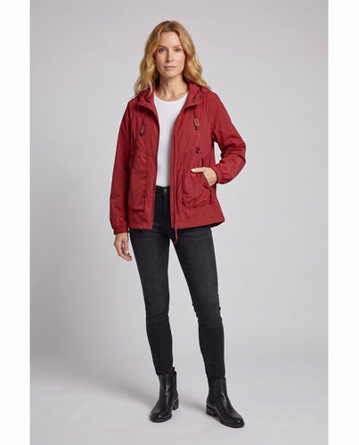Damen ultraleichte Outdoor-Jacke mit verstellbarem Kapuzenkragen Drune