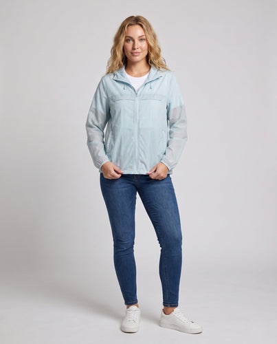Damen nan kühlende UV-Schutz Sommerjacke mit Kapuze, atmungsaktivem Mesh-Innenfutter und verdeckten Reißverschlusstaschen Drune