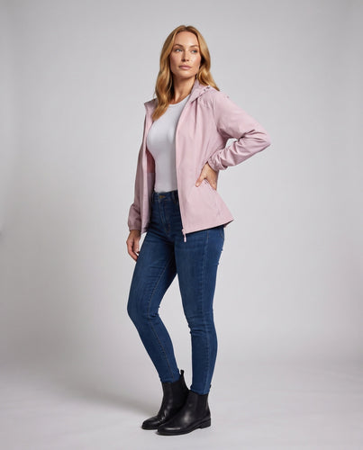 Damen nan leichte wind- und wasserabweisende Kapuzenjacke mit Mesh-Futter und Belüftungszonen Drune
