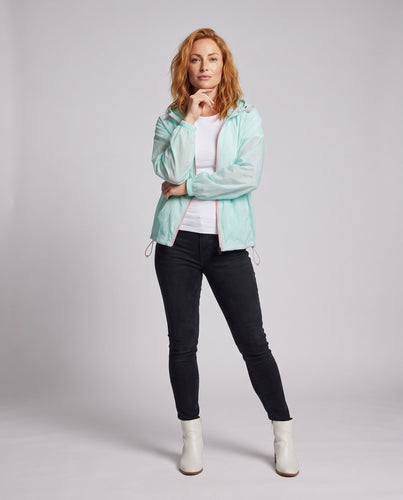 Damen nan ultraleichte Kapuzen-Windjacke mit Reißverschluss und Kordelzug Drune