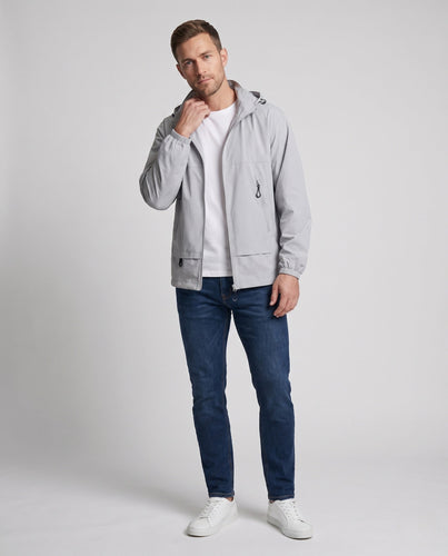 Herren nan winddichte Performance-Outdoorjacke mit verstellbarer Kapuze, Reißverschlusstaschen und Kordelzugsaum Drune
