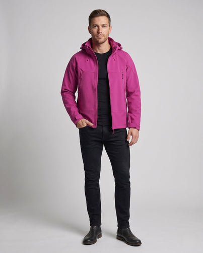 Herren nan winddichte Softshell-Jacke mit Kapuze, atmungsaktiv und wasserabweisend Drune