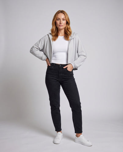 Damen nan Kapuzen-Cardigan aus Funktionsstretch mit verkürztem Schnitt und elastischen Bündchen Drune