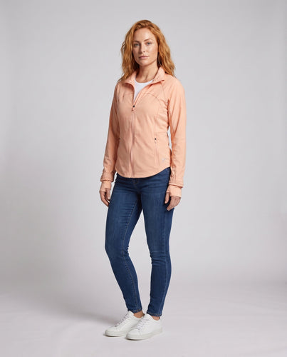 Damen nan leichte atmungsaktive Laufjacke mit Stehkragen und Reißverschlusstaschen Drune