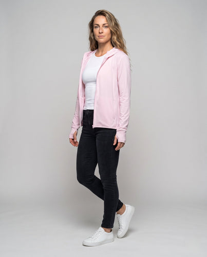 Damen nan strukturierter Sport-Zipcardigan mit Kapuze feuchtigkeitsregulierender Funktionsfaser Daumenlochbündchen und Eingrifftaschen Drune