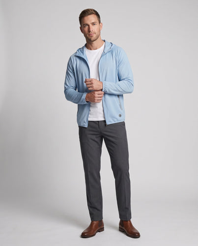 Herren nan atmungsaktive Mesh-Kapuzenjacke mit kühlender Funktionsfaser und Reißverschlusstaschen Drune
