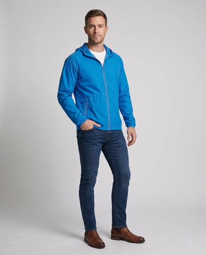 Herren nan ultraleichte wasserabweisende Kapuzenjacke mit elastischem Saum und reflektierenden Paspeln Drune