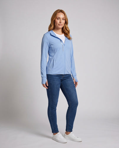 Damen nan leichte atmungsaktive UV-Schutz Kapuzenjacke mit Reißverschluss und Taschen Drune