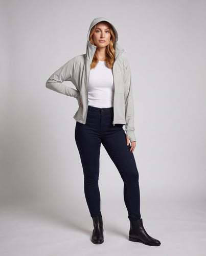 Damen nan ultraleichte atmungsaktive Softshell Kapuzenjacke mit verlängertem Nackenschutz Drune