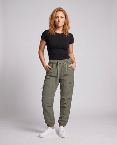Damen bequeme und lässige Cargo-Hose mit elastischem Bund Drune