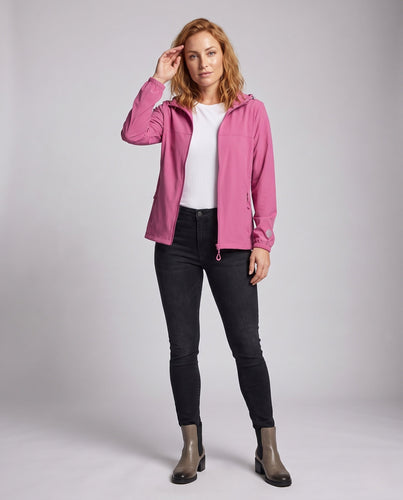 Damen leichte Outdoorjacke mit verstellbarer Kapuze und atmungsaktiven Einsätzen Drune