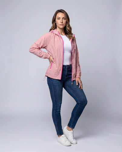 Damen multifunktionale Outdoorjacke mit verstellbarem Kapuzenkragen und reflektierenden Elementen Drune