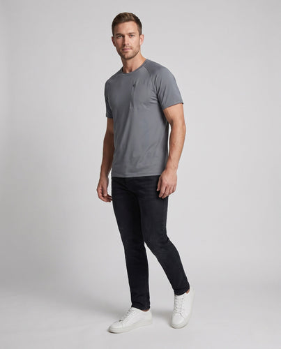 Herren sportliches Funktions-T-Shirt mit praktischer Reißverschlusstasche Drune
