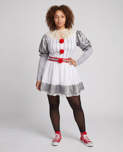Damen Clown-Outfit mit Ärmeln und kragenähnlichem Detail Drune