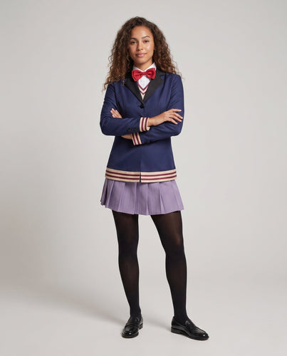 Damen Cosplay-Schuluniform-Set mit Rock, Hemd, Weste und Fliege Drune