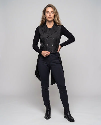 Damen edle gesteppte Weste mit floralem Design und dekorativen Knöpfen Drune
