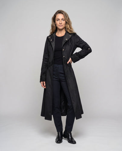Damen elegante Steampunk-Jacke mit Spitzenverzierungen und asymmetrischem Saum Drune