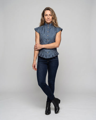 Damen elegante Steppweste mit kunstvollen Verzierungen Drune