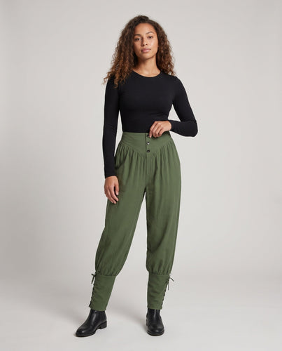 Damen Elegante und luftige Hose mit verstellbarem Bund Drune