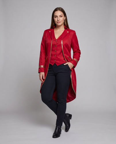 Damen Eleganter Blazer-Mantel mit goldenem Detail Drune