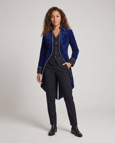 Damen eleganter Frack mit kunstvollen Verzierungen und asymmetrischem Schnitt Drune