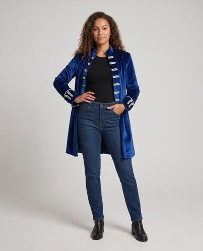 Damen eleganter Samtfrack mit kunstvollen Knöpfen Drune