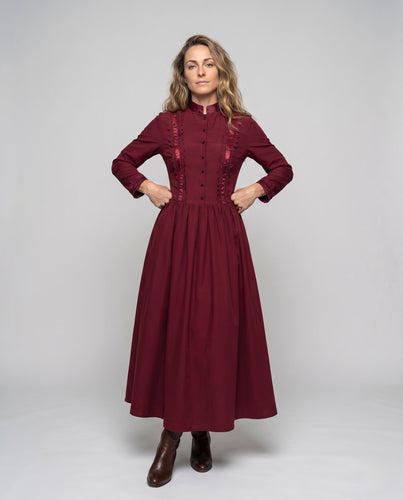 Damen Elegantes Maxikleid mit floralen Spitzenverzierungen und tailliertem Schnitt Drune
