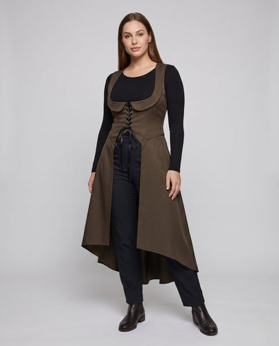Damen elegantes Midikleid mit raffiniertem Schnürdetail und fließendem Schnitt Drune