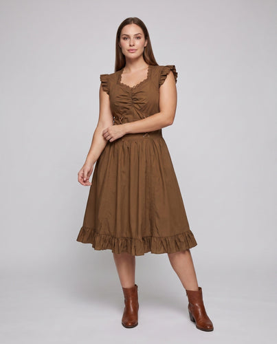 Damen Elegantes Vintage-Kleid mit Rüschen und Schnürung Drune
